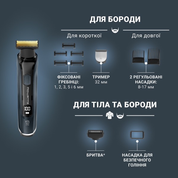 Фото - Тример для вусів і бороди Rowenta TN6204E0